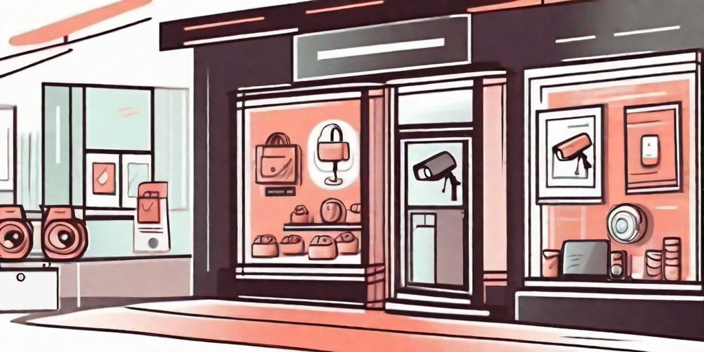 A retail store with security cameras and electronic tags on items